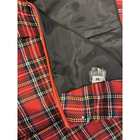 School Girl Red and Black Plaid Pleated Mini Skirt Size Medium Goth Punk Grunge - Picture 4 of 6